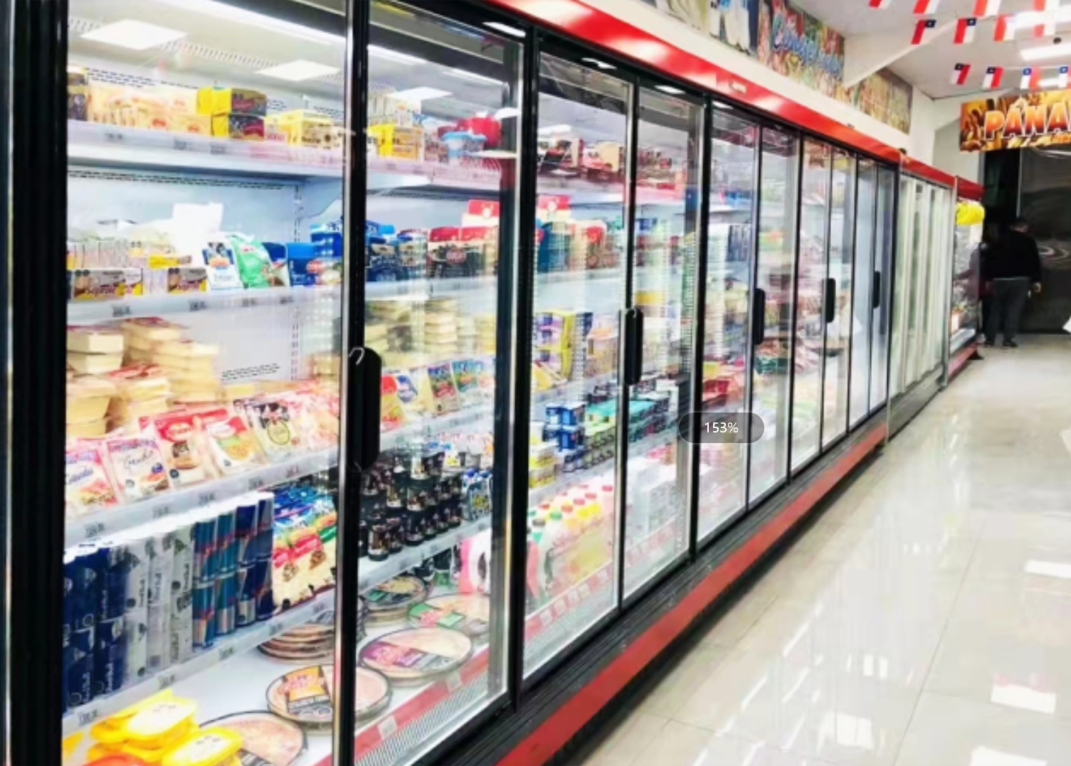 Puerta de cristal del congelador con pantalla vertical