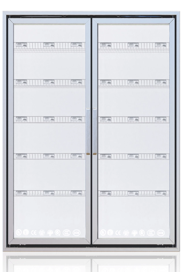 Refrigerador comercial Refrigerador de acero inoxidable Puerta de vidrio vertical
